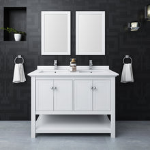 Load image into Gallery viewer, Fresca Manchester 48&quot; White Traditional Double Sink Bathroom Vanity w/ Mirrors- Fresca
