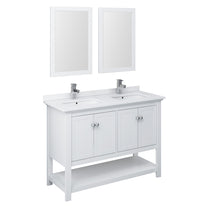 Load image into Gallery viewer, Fresca Manchester 48&quot; White Traditional Double Sink Bathroom Vanity w/ Mirrors- Fresca