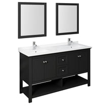 Load image into Gallery viewer, Fresca Manchester 60&quot; Black Traditional Double Sink Bathroom Vanity w/ Mirrors- Fresca