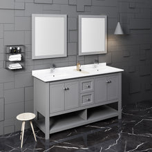 Load image into Gallery viewer, Fresca Manchester 60&quot; Gray Traditional Double Sink Bathroom Vanity w/ Mirrors- Fresca