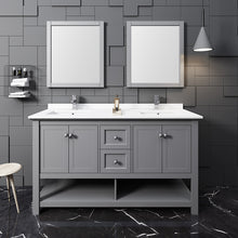Load image into Gallery viewer, Fresca Manchester 60&quot; Gray Traditional Double Sink Bathroom Vanity w/ Mirrors- Fresca