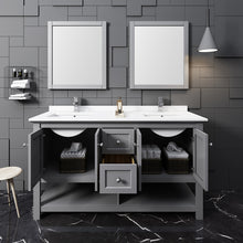 Load image into Gallery viewer, Fresca Manchester 60&quot; Gray Traditional Double Sink Bathroom Vanity w/ Mirrors- Fresca