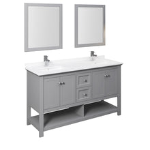 Load image into Gallery viewer, Fresca Manchester 60&quot; Gray Traditional Double Sink Bathroom Vanity w/ Mirrors- Fresca