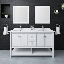 Load image into Gallery viewer, Fresca Manchester 60&quot; White Traditional Double Sink Bathroom Vanity w/ Mirrors- Fresca