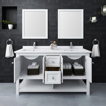 Load image into Gallery viewer, Fresca Manchester 60&quot; White Traditional Double Sink Bathroom Vanity w/ Mirrors- Fresca