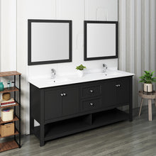 Load image into Gallery viewer, Fresca Manchester 72&quot; Black Traditional Double Sink Bathroom Vanity w/ Mirrors- Fresca