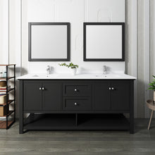 Load image into Gallery viewer, Fresca Manchester 72&quot; Black Traditional Double Sink Bathroom Vanity w/ Mirrors- Fresca