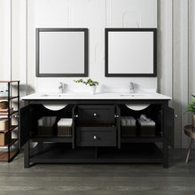 Load image into Gallery viewer, Fresca Manchester 72&quot; Black Traditional Double Sink Bathroom Vanity w/ Mirrors- Fresca