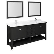Load image into Gallery viewer, Fresca Manchester 72&quot; Black Traditional Double Sink Bathroom Vanity w/ Mirrors- Fresca