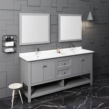 Load image into Gallery viewer, Fresca Manchester 72&quot; Gray Traditional Double Sink Bathroom Vanity w/ Mirrors- Fresca