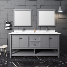 Load image into Gallery viewer, Fresca Manchester 72&quot; Gray Traditional Double Sink Bathroom Vanity w/ Mirrors- Fresca