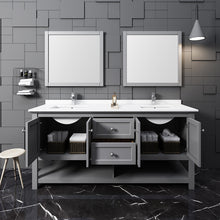 Load image into Gallery viewer, Fresca Manchester 72&quot; Gray Traditional Double Sink Bathroom Vanity w/ Mirrors- Fresca