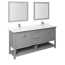 Load image into Gallery viewer, Fresca Manchester 72&quot; Gray Traditional Double Sink Bathroom Vanity w/ Mirrors- Fresca