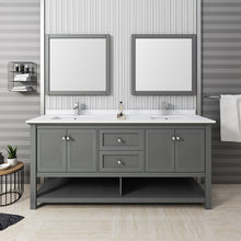 Load image into Gallery viewer, Fresca Manchester Regal 72&quot; Gray Wood Veneer Traditional Double Sink Bathroom Vanity w/ Mirrors- Fresca