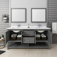 Load image into Gallery viewer, Fresca Manchester Regal 72&quot; Gray Wood Veneer Traditional Double Sink Bathroom Vanity w/ Mirrors- Fresca