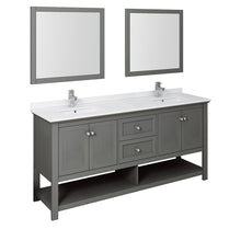 Load image into Gallery viewer, Fresca Manchester Regal 72&quot; Gray Wood Veneer Traditional Double Sink Bathroom Vanity w/ Mirrors- Fresca