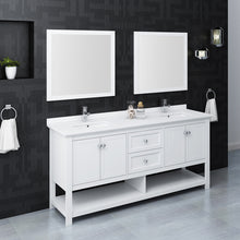 Load image into Gallery viewer, Fresca Manchester 72&quot; White Traditional Double Sink Bathroom Vanity w/ Mirrors- Fresca