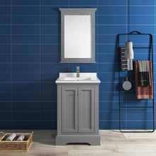 Load image into Gallery viewer, Fresca Windsor 24" Gray Textured Traditional Bathroom Vanity w/ Mirror- Fresca