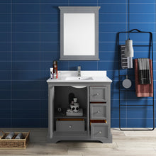 Load image into Gallery viewer, Fresca Windsor 36" Gray Textured Traditional Bathroom Vanity w/ Mirror- Fresca