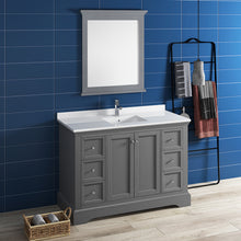 Load image into Gallery viewer, Fresca Windsor 48&quot; Gray Textured Traditional Bathroom Vanity w/ Mirror- Fresca