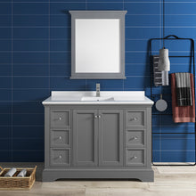 Load image into Gallery viewer, Fresca Windsor 48&quot; Gray Textured Traditional Bathroom Vanity w/ Mirror- Fresca