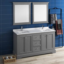 Load image into Gallery viewer, Fresca Windsor 60&quot; Gray Textured Traditional Double Sink Bathroom Vanity w/ Mirrors- Fresca