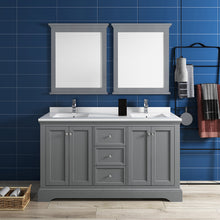 Load image into Gallery viewer, Fresca Windsor 60&quot; Gray Textured Traditional Double Sink Bathroom Vanity w/ Mirrors- Fresca