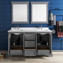 Load image into Gallery viewer, Fresca Windsor 60&quot; Gray Textured Traditional Double Sink Bathroom Vanity w/ Mirrors- Fresca