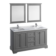 Load image into Gallery viewer, Fresca Windsor 60&quot; Gray Textured Traditional Double Sink Bathroom Vanity w/ Mirrors- Fresca