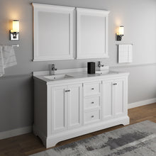 Load image into Gallery viewer, Fresca Windsor 60&quot; Matte White Traditional Double Sink Bathroom Vanity w/ Mirrors- Fresca