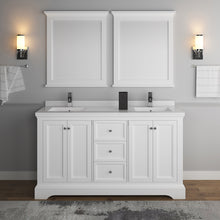 Load image into Gallery viewer, Fresca Windsor 60&quot; Matte White Traditional Double Sink Bathroom Vanity w/ Mirrors- Fresca