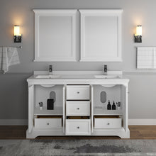 Load image into Gallery viewer, Fresca Windsor 60&quot; Matte White Traditional Double Sink Bathroom Vanity w/ Mirrors- Fresca