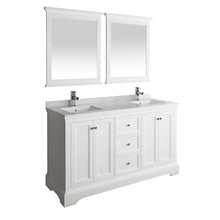 Load image into Gallery viewer, Fresca Windsor 60&quot; Matte White Traditional Double Sink Bathroom Vanity w/ Mirrors- Fresca