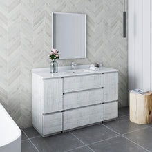 Load image into Gallery viewer, Fresca Formosa 54&quot; Floor Standing Modern Bathroom Vanity w/ Mirror in Rustic White- Fresca