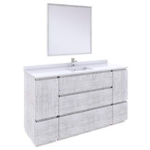 Load image into Gallery viewer, Fresca Formosa 60&quot; Floor Standing Single Sink Modern Bathroom Vanity w/ Mirror in Rustic White- Fresca