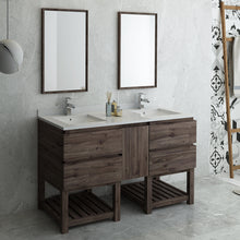 Load image into Gallery viewer, Fresca Formosa 60&quot; Floor Standing Double Sink Modern Bathroom Vanity w/ Open Bottom &amp; Mirrors- Fresca