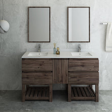 Load image into Gallery viewer, Fresca Formosa 60&quot; Floor Standing Double Sink Modern Bathroom Vanity w/ Open Bottom &amp; Mirrors- Fresca