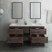 Load image into Gallery viewer, Fresca Formosa 60&quot; Floor Standing Double Sink Modern Bathroom Vanity w/ Open Bottom &amp; Mirrors- Fresca
