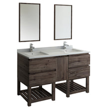 Load image into Gallery viewer, Fresca Formosa 60&quot; Floor Standing Double Sink Modern Bathroom Vanity w/ Open Bottom &amp; Mirrors- Fresca