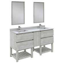 Load image into Gallery viewer, Fresca Formosa 60&quot; Floor Standing Double Sink Modern Bathroom Vanity w/ Open Bottom &amp; Mirrors in Ash- Fresca