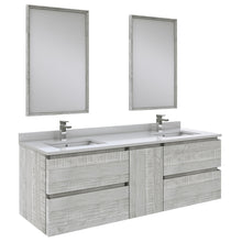 Load image into Gallery viewer, Fresca Formosa 60&quot; Wall Hung Double Sink Modern Bathroom Vanity w/ Mirrors in Ash- Fresca