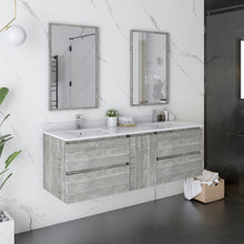 Load image into Gallery viewer, Fresca Formosa 60&quot; Wall Hung Double Sink Modern Bathroom Vanity w/ Mirrors in Ash- Fresca