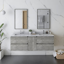 Load image into Gallery viewer, Fresca Formosa 60&quot; Wall Hung Double Sink Modern Bathroom Vanity w/ Mirrors in Ash- Fresca
