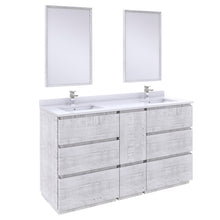 Load image into Gallery viewer, Fresca Formosa 60&quot; Floor Standing Double Sink Modern Bathroom Vanity w/ Mirrors in Rustic White- Fresca