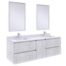 Load image into Gallery viewer, Fresca Formosa 60&quot; Wall Hung Double Sink Modern Bathroom Vanity w/ Mirrors in Rustic White- Fresca