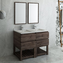 Load image into Gallery viewer, Fresca Formosa 48&quot; Floor Standing Double Sink Modern Bathroom Vanity w/ Open Bottom &amp; Mirrors- Fresca