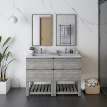 Load image into Gallery viewer, Fresca Formosa 48&quot; Floor Standing Double Sink Modern Bathroom Vanity w/ Open Bottom &amp; Mirrors in Ash- Fresca