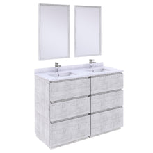 Load image into Gallery viewer, Fresca Formosa 48&quot; Floor Standing Double Sink Modern Bathroom Vanity w/ Mirrors in Rustic White- Fresca