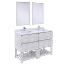 Load image into Gallery viewer, Fresca Formosa 48&quot; Floor Standing Double Sink Modern Bathroom Vanity w/ Open Bottom &amp; Mirrors in Rustic White- Fresca