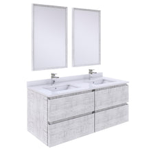 Load image into Gallery viewer, Fresca Formosa 48&quot; Wall Hung Double Sink Modern Bathroom Vanity w/ Mirrors in Rustic White- Fresca